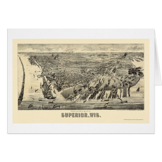 Superior, WI Panoramic Map - 1890 Cards (Front Horizontal)