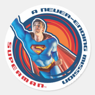 Superman A Never-ending Mission Classic Round Sticker