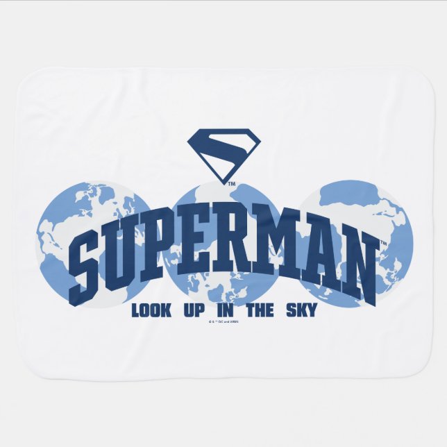 Superman Across the Globe Baby Blanket (Horizontal)