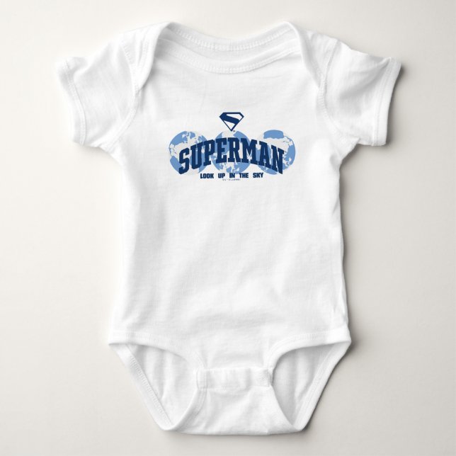 Superman Across the Globe Baby Bodysuit (Front)