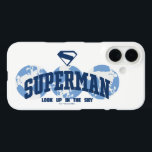 Superman Across the Globe iPhone 16 Case<br><div class="desc">Celebrate Superman’s global legacy with this bold, minimalist design that spans the world! Featuring a trio of globe silhouettes in cool shades of blue, this artwork proudly displays the Superman name arched across the center, with the classic “S” shield soaring above. The phrase “LOOK UP IN THE SKY” completes the...</div>