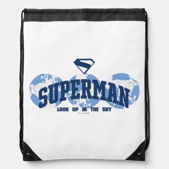 Superman Across the Globe Drawstring Bag (Front)