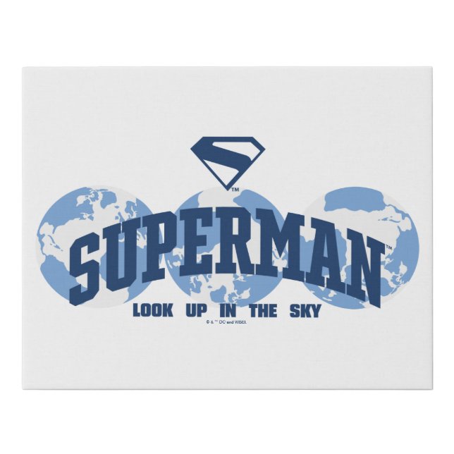 Superman Across the Globe Faux Canvas Print (Front)