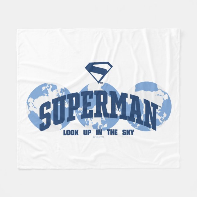 Superman Across the Globe Fleece Blanket (Front (Horizontal))