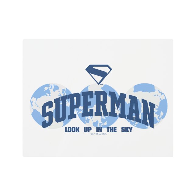 Superman Across the Globe Metal Print (Front)