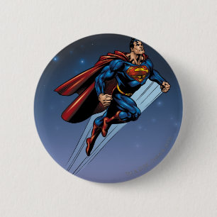 Superman against the night sky button