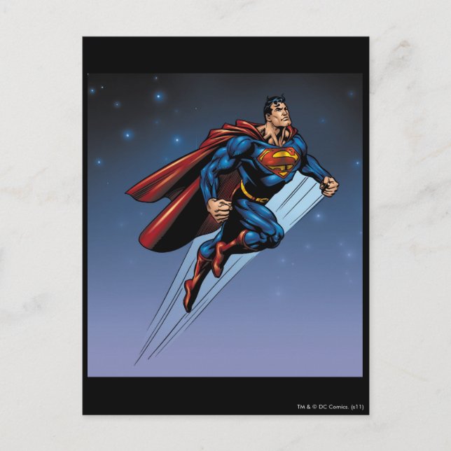 Superman against the night sky postcard (Front)