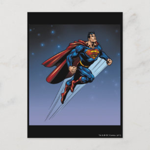 Superman against the night sky postcard