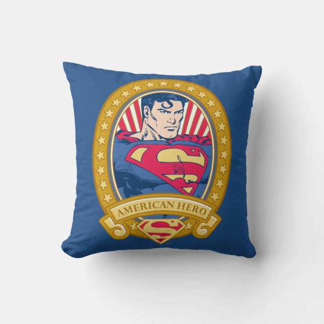 Superman American Hero Throw Pillow (Front)
