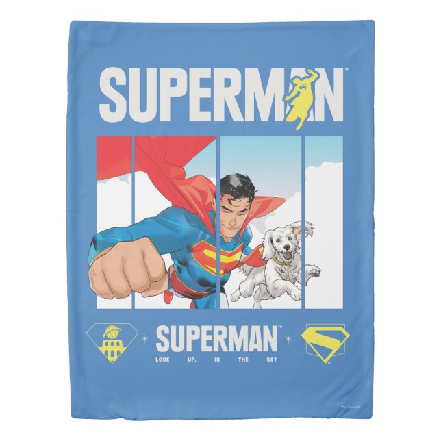 Superman and Krypto Take Flight Duvet Cover (Front)