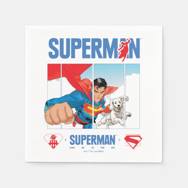 Superman and Krypto Take Flight Napkins (Front)