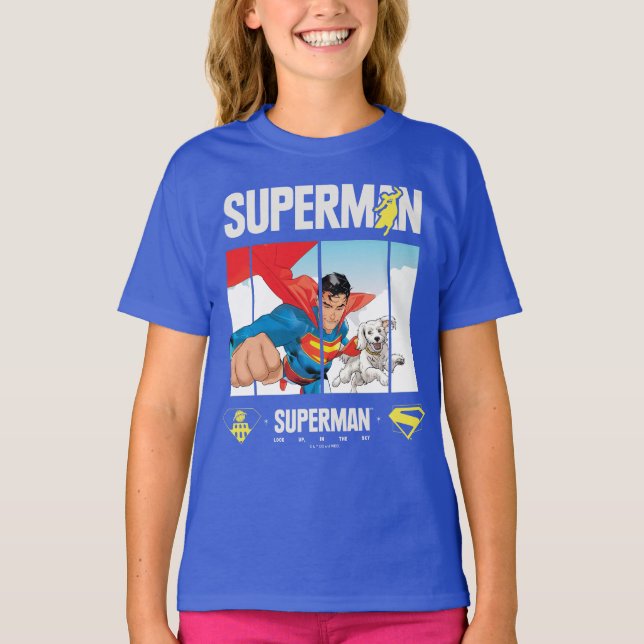 Superman and Krypto Take Flight T-Shirt (Front)