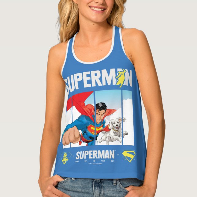 Superman and Krypto Take Flight Tank Top (Front)