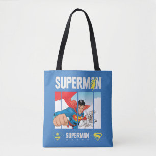 Superman and Krypto Take Flight Tote Bag