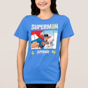 Superman and Krypto Take Flight Tri-Blend Shirt