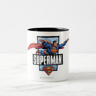 Superman and Logo Bordered Two-Tone Coffee Mug