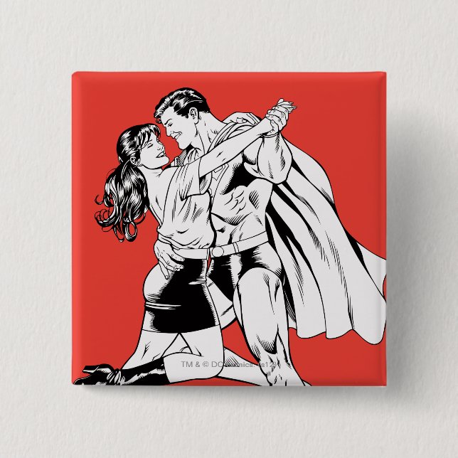 Superman Black and White 4 Pinback Button (Front)