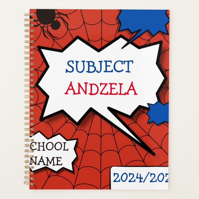 SUPERMAN BLUE AND RED pattern for CHILDREN, school Planner (Front)