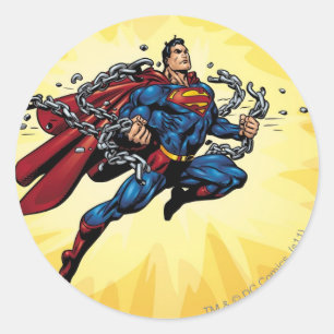 Superman breaks chains classic round sticker