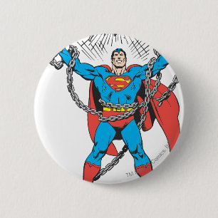 Superman Breaks Chains Pinback Button