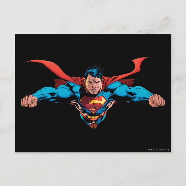 Superman cape flies postcard (Front)