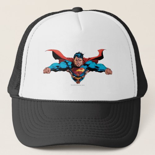 Superman cape flies trucker hat