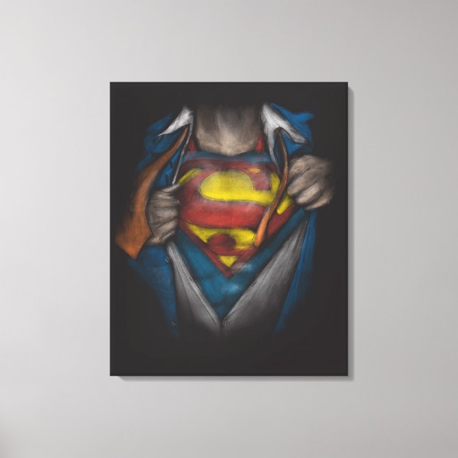 Superman | Chest Reveal Sketch Colorized Canvas Print (Front)