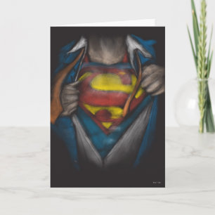 Superman Chest Reveal Sketch Colorized Card
