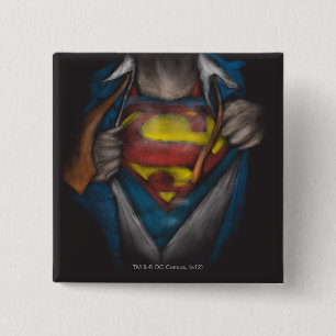 Superman   Chest Reveal Sketch Colorized Pinback Button
