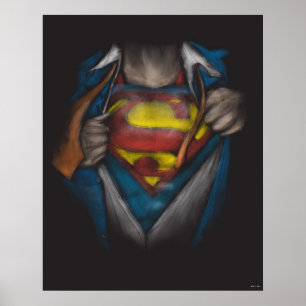 Superman Chest Reveal Sketch Colorized Poster