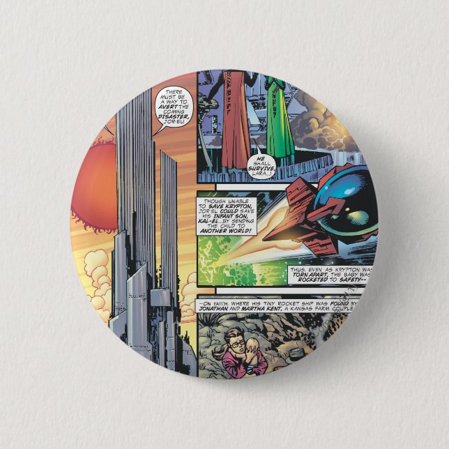 Superman Comic Panel - Clark's Origins Pinback Button (Front)