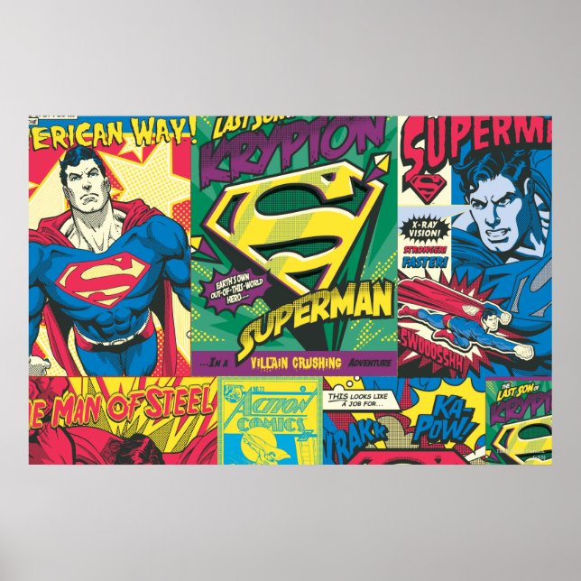Superman Comic Panels Poster (Front)