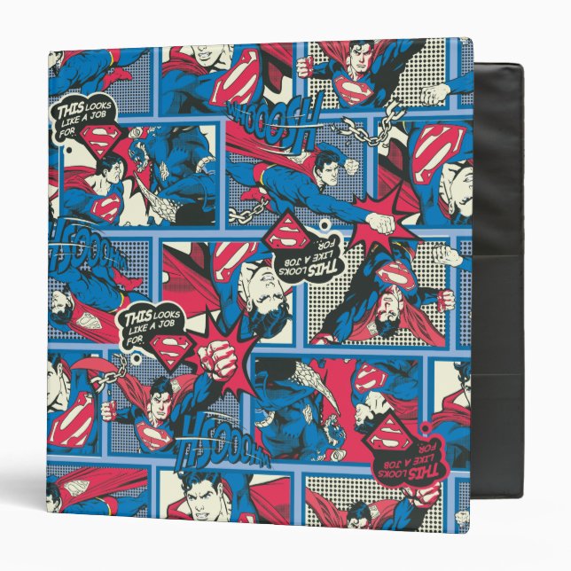 Superman Comic Pattern 3 Ring Binder (Front/Inside)