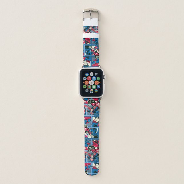 Superman Comic Pattern Apple Watch Band (Front)