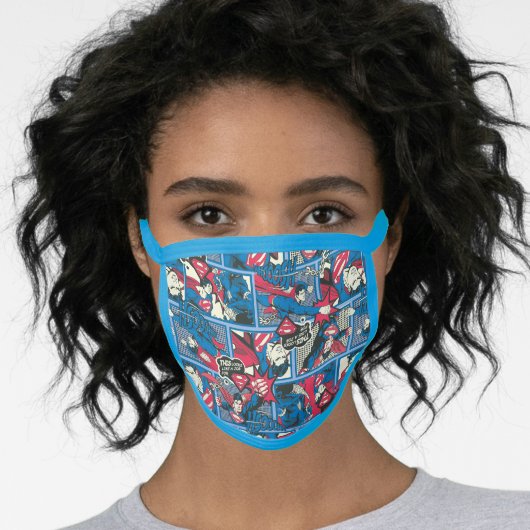 Superman Comic Pattern Face Mask (Worn Her)