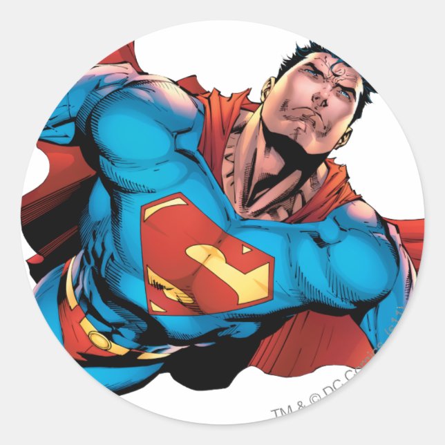 Superman Comic Style Classic Round Sticker (Front)