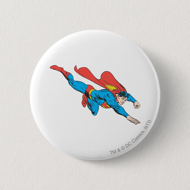 Superman Dives Right Pinback Button (Front)