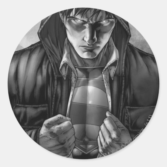 Superman Earth Cover - Black and White Classic Round Sticker (Front)