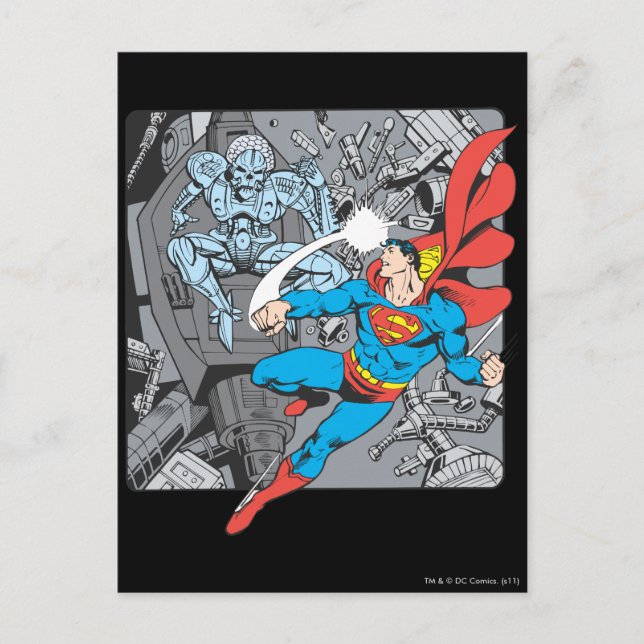 Superman Fights Brainiac Postcard (Front)