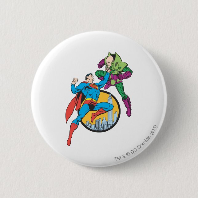Superman Fights Lex Luthor Button (Front)