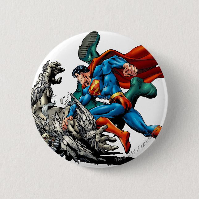 Superman Fights Monster Button (Front)
