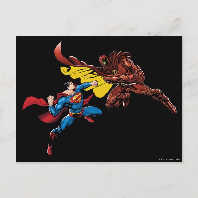 Superman Fights Postcard (Front)