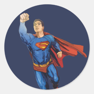 Superman Flying Left Classic Round Sticker