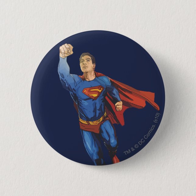 Superman Flying Left Pinback Button (Front)