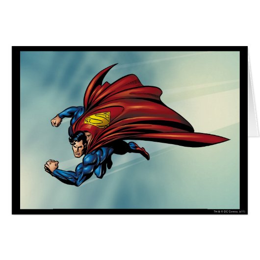Superman flys with cape cards (Front Horizontal)