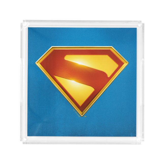 Superman Golden S Shield Brilliance Acrylic Tray (Front)