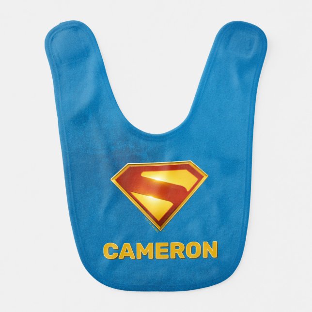 Superman Golden S Shield Brilliance Baby Bib (Front)