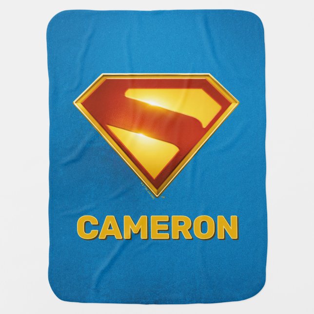 Superman Golden S Shield Brilliance Baby Blanket (Front)