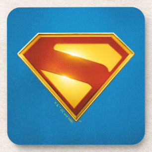 Superman Golden S Shield Brilliance Beverage Coaster