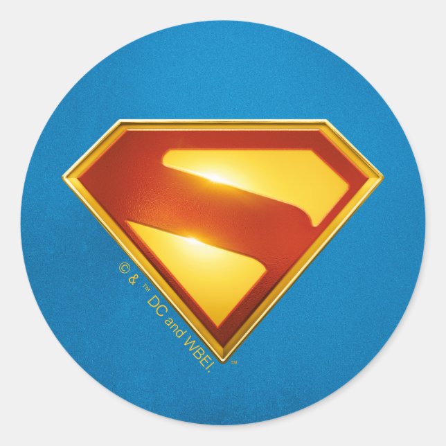 Superman Golden S Shield Brilliance Classic Round Sticker (Front)